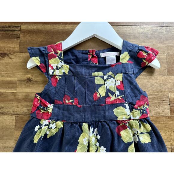 Janie & Jack Navy Blue Red Strawberry Sweet Short Sleeve Cotton Ruffle Dress 2T - Picture 3 of 8